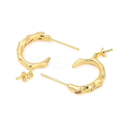 Rack Plating Brass Micro Pave Clear Cubic Zirconia Studs Earrings Finding KK-T072-10G-1