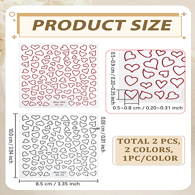 2Sheets 2 Colors Heart Pattern PVC Nail Art Stickers MRMJ-LP0002-06-1