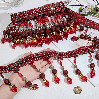 4M Polyester Fringe Lace Ribbon DIY-OC0013-57D-1