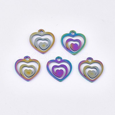 Ion Plating(IP) 201 Stainless Steel Filigree Charms STAS-Q201-JN177-1