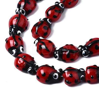 Ladybug Handmade Lampwork Beads Strands LS-LAMP-R004-11-1