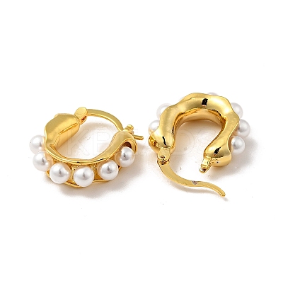 ABS Imitation Pearl Beaded Thick Hoop Earrings EJEW-F288-03G-1