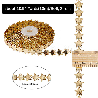 2 Rolls Cloth Star Lace Trims STIC-GF0001-37B-1