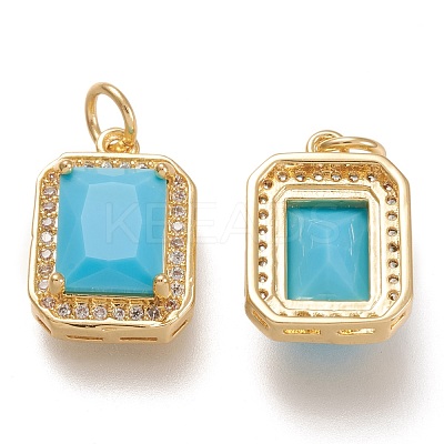Brass Glass Charms ZIRC-F116-09D-G-1