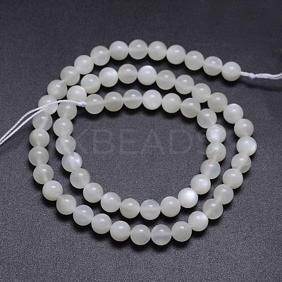 Natural White Moonstone Round Bead Strands G-M262-6mm-04-1