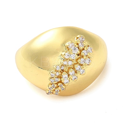 Brass Micro Pave Cubic Zirconia Cuff Rings RJEW-P102-13G-1