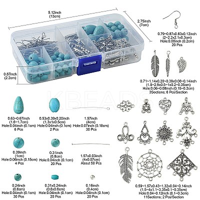Tibetan Style Chandelier Components and Pendants with Synthetic Turquoise Beads Sets DIY-FS0005-75-1