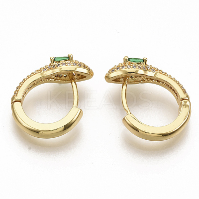 Brass Micro Pave Cubic Zirconia Huggie Hoop Earrings EJEW-S208-057B-1