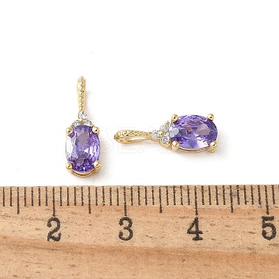 Brass Micro Pave Cubic Zirconia Pendants KK-Q031-43G-04-1