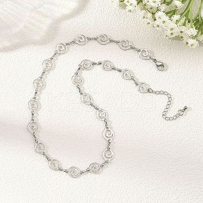 304 Stainless Steel Hollow Spiral Link Chain Necklaces for Women NJEW-JN06395-02-1