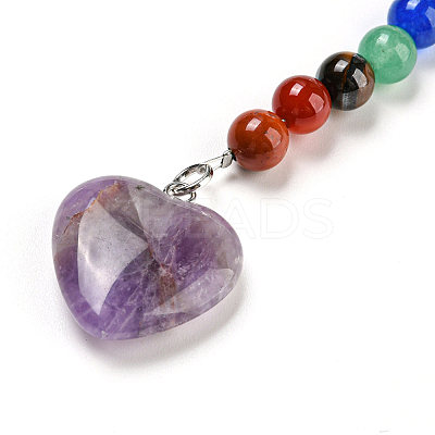 Natural Amethyst Heart Pendant Keychain G-Z033-05P-03-1