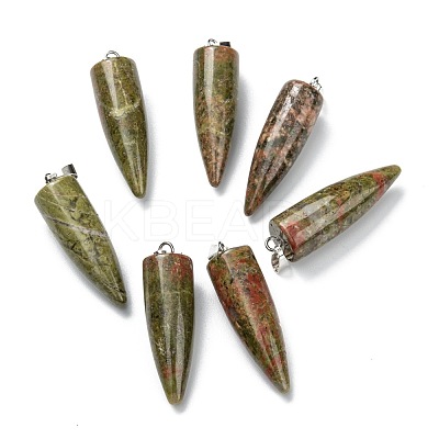 Natural Mixed Gemstone Pointed Pendants G-D040-01P-B-1