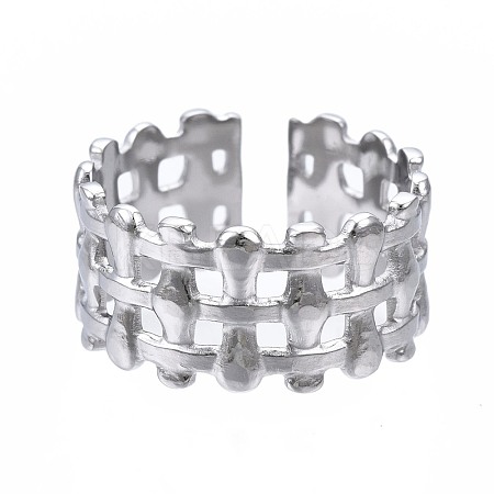 Non-Tarnish 304 Stainless Steel Bar Wrap Open Cuff Ring RJEW-T023-01P-1