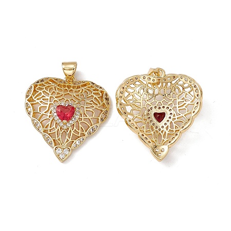 Brass Cubic Zirconia Pendants KK-B061-02G-1