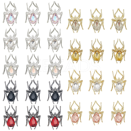 36Pcs 9 Colors Alloy Rhinestone Cabochons FIND-SP0004-45-1