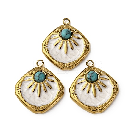 304 Stainless Steel White Enamel Pendants STAS-P406-03G-1