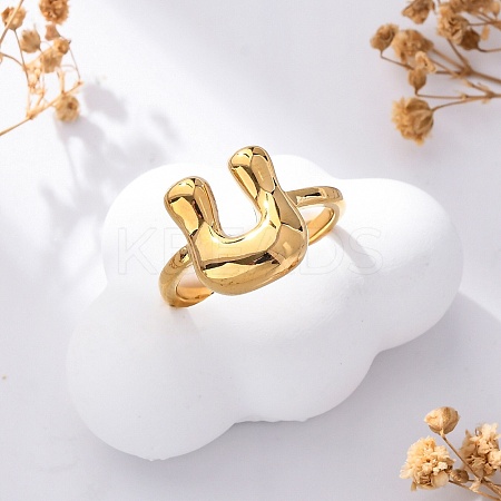304 Stainless Steel Open Cuff Rings for Women LS-RJEW-M060-01G-21-1