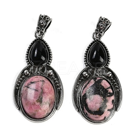 Natural Rhodonite & Obsidian Pendants G-I370-08AS-08-1