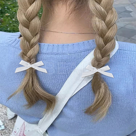 10Pcs Bowknot Polyester Alligator Hair Clips AJEW-LP0008-08A-1