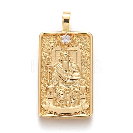Brass Micro Pave Clear Cubic Zirconia Pendants ZIRC-Z004-01U-1