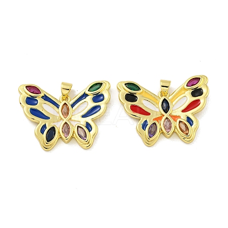 Brass Enamel with Glass Pendants KK-R159-17G-01-1
