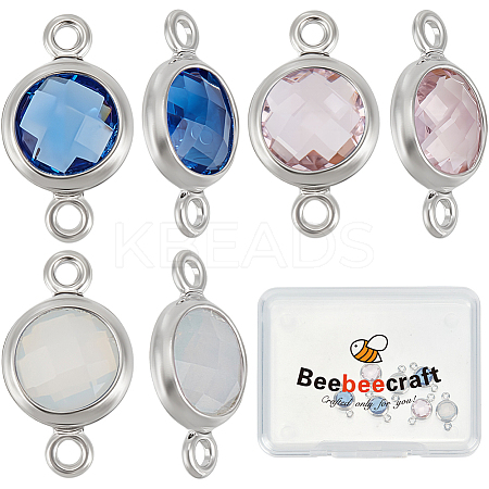 9Pcs 3 Colors Brass Cubic Zirconia Connector Charms FIND-BBC0004-17B-1