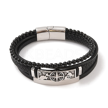 Braided Microfiber Leather Multi-strand Bracelets LS-BJEW-B096-06H-1