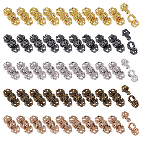 50Pcs 5 Colors Flower Alloy Snap Lock Clasps FIND-GL0002-03-1