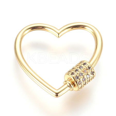Brass Micro Pave Cubic Zirconia Screw Carabiner Lock Charms LS-ZIRC-F105-16G-1