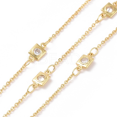 Clear Cubic Zirconia Square Link Chains CHC-SZ0001-56-1