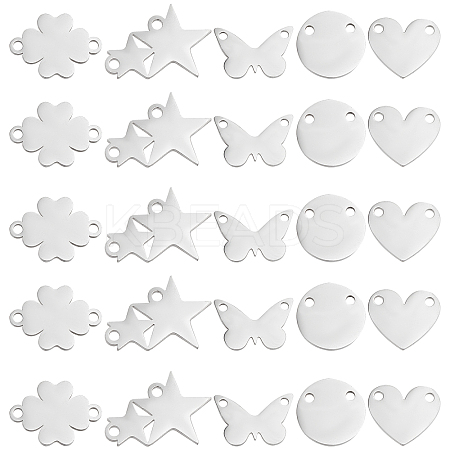40Pcs 5 Style 201 Stainless Steel Charms STAS-DC0006-79-1