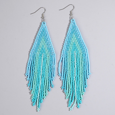 Handmade Glass Seed Beads Tassel Dangle Earrings LS-EN2812-11-1