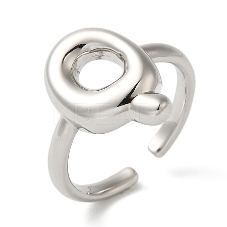 Initials Brass Open Cuff Ring for Women RJEW-N046-02Q-P-1