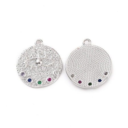 Brass Micro Pave Colorful Cubic Zirconia Pendants KK-E068-VC117-1