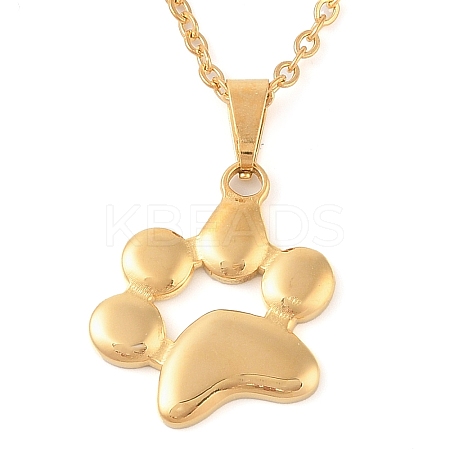 304 Stainless Steel Cable Chain Cat Claw Pendant Necklaces for Women NJEW-Z046-02G-1