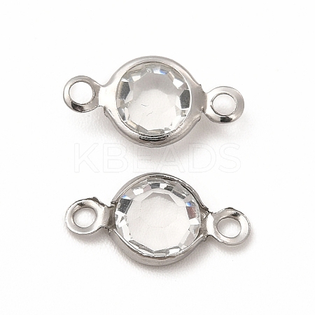 304 Stainless Steel with Glass Connector Charms STAS-G305-08P-03-1