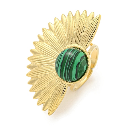 Ion Plating(IP) 304 Stainless Steel Synthetic Malachite Cuff Rings G-Z056-07G-05-1