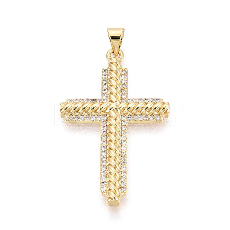 Brass Micro Pave Clear Cubic Zirconia Pendants KK-T080-08G-1