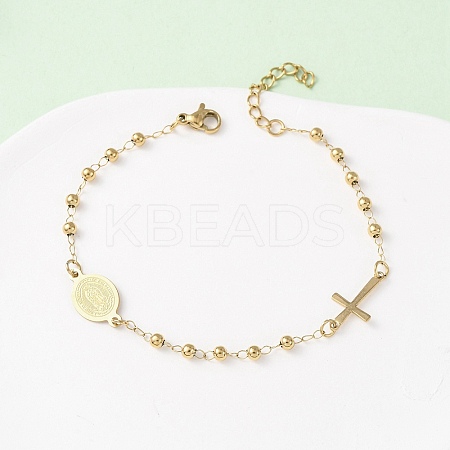 Religion 304 Stainless Steel Link Bracelets BJEW-F524-05B-G-1