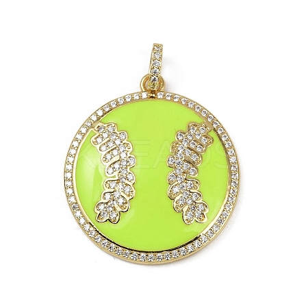 Brass Enamel & Micro Pave Cubic Zirconia Pendants KK-M322-06G-01-1