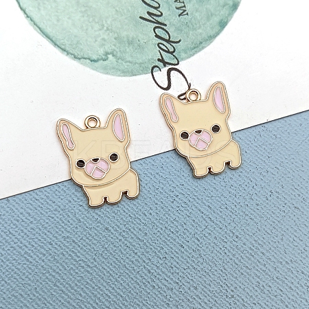 Alloy Enamel Puppy Pendants PW-WG22495-07-1