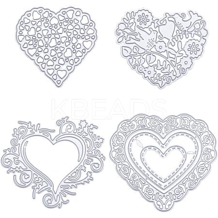 Gorgecraft 4Pcs 4 Styles Heart Carbon Steel Cutting Dies Stencils DIY-GF0007-80-1