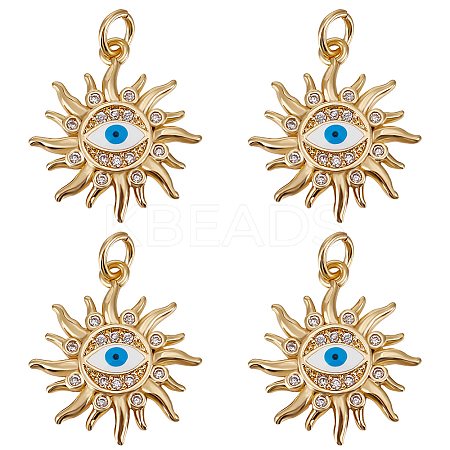 5Pcs Rack Plating Brass Micro Pave Cubic Zirconia Pendants KK-BBC0009-01-1