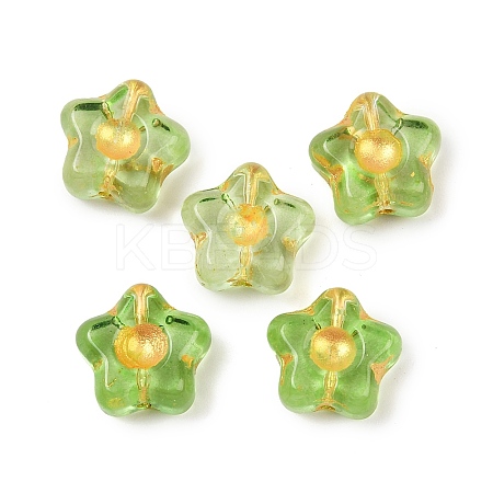 Electroplate and Golden Metal Enlaced Glass Beads EGLA-T029-02F-1