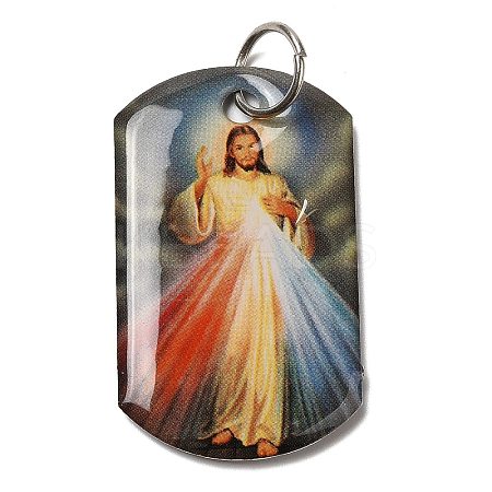 Rectangle Epoxy Resin Pendants LS-RESI-L038-04P-03-1