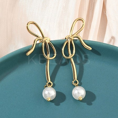 Bowkont 304 Stainless Steel Acrylic Dangle Stud Earrings EJEW-B156-02G-1
