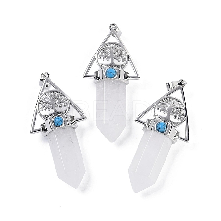 Natural Quartz Crystal Faceted Pointed Bullet Rock Crystal Big Pendants G-H076-02P-01-1