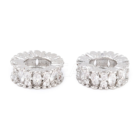 Brass Micro Pave Clear Cubic Zirconia European Beads KK-B186-20P-1