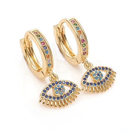 Brass Micro Pave Cubic Zirconia Huggie Hoop Earrings EJEW-G276-04G-1