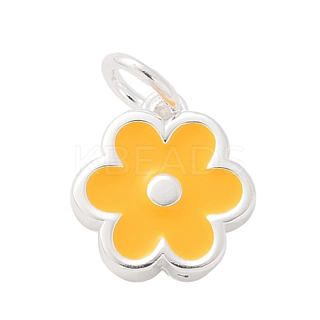 925 Sterling Silver Enamel Flower Charms STER-D300-04S-03-1